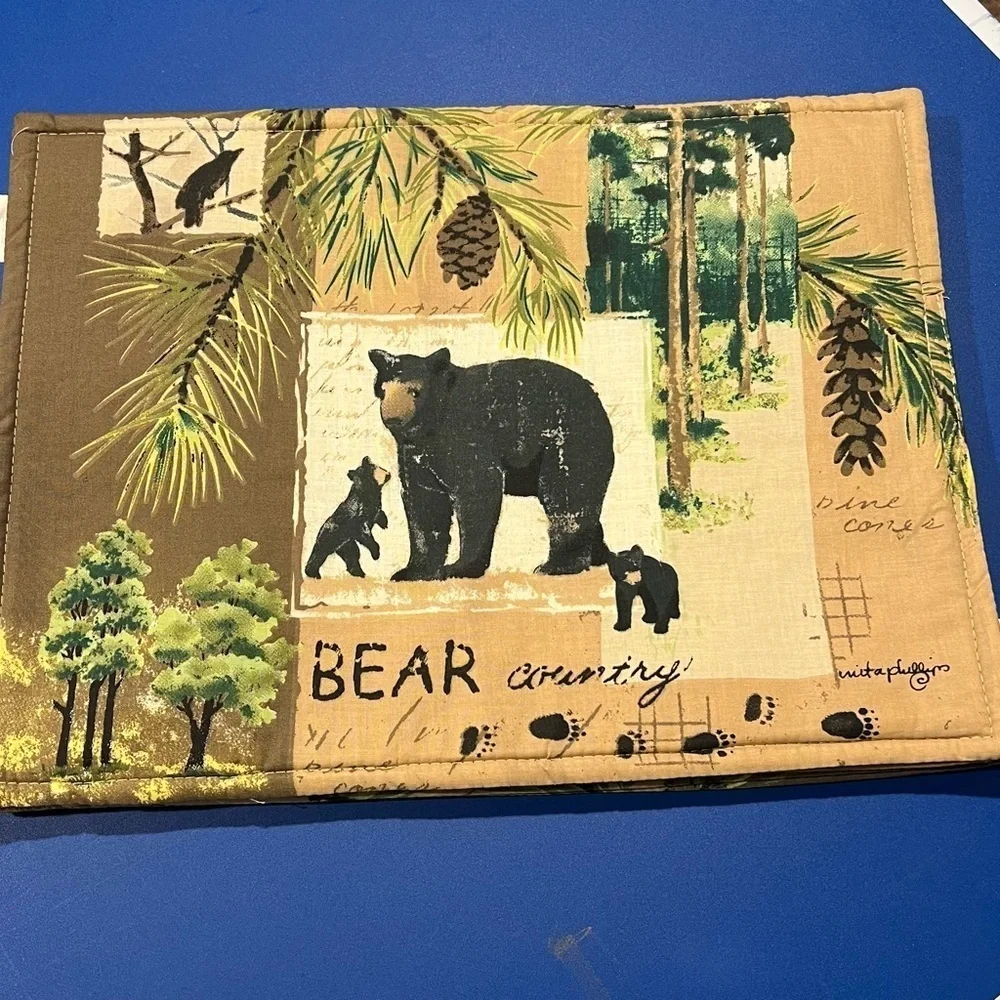 Kay Dee Rustic Bear Print Placemats Set of 4